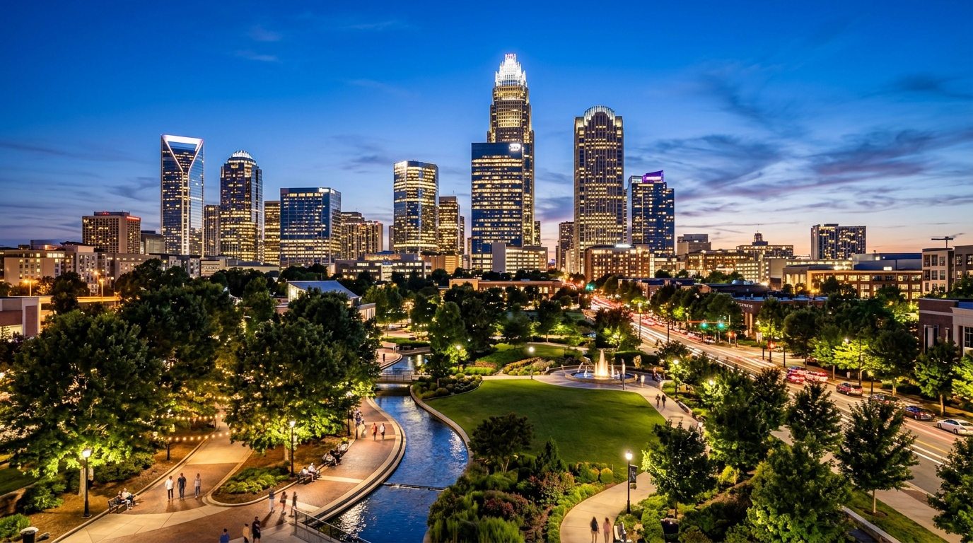 Charlotte, NC real estate and skyline