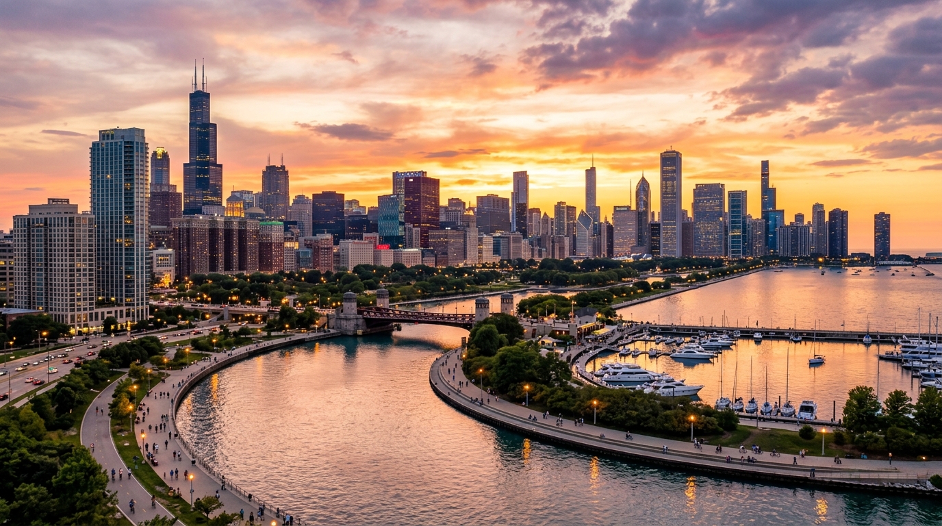 Chicago, IL real estate and skyline