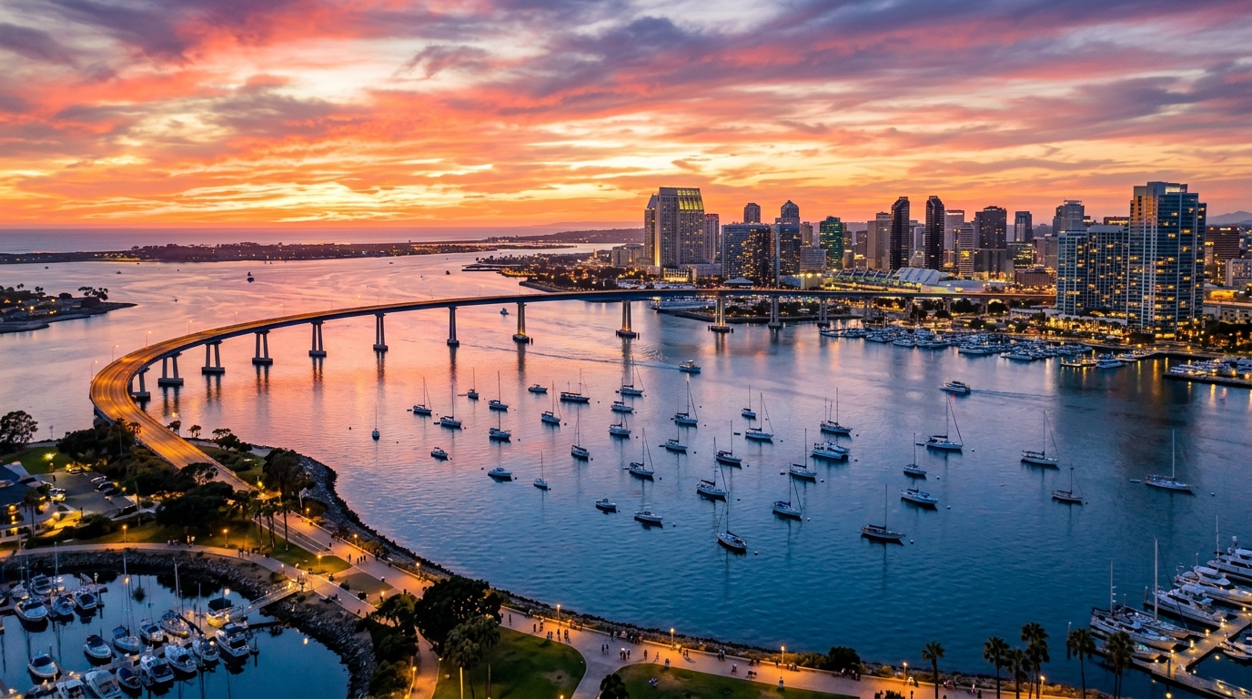 San Diego, CA real estate and skyline